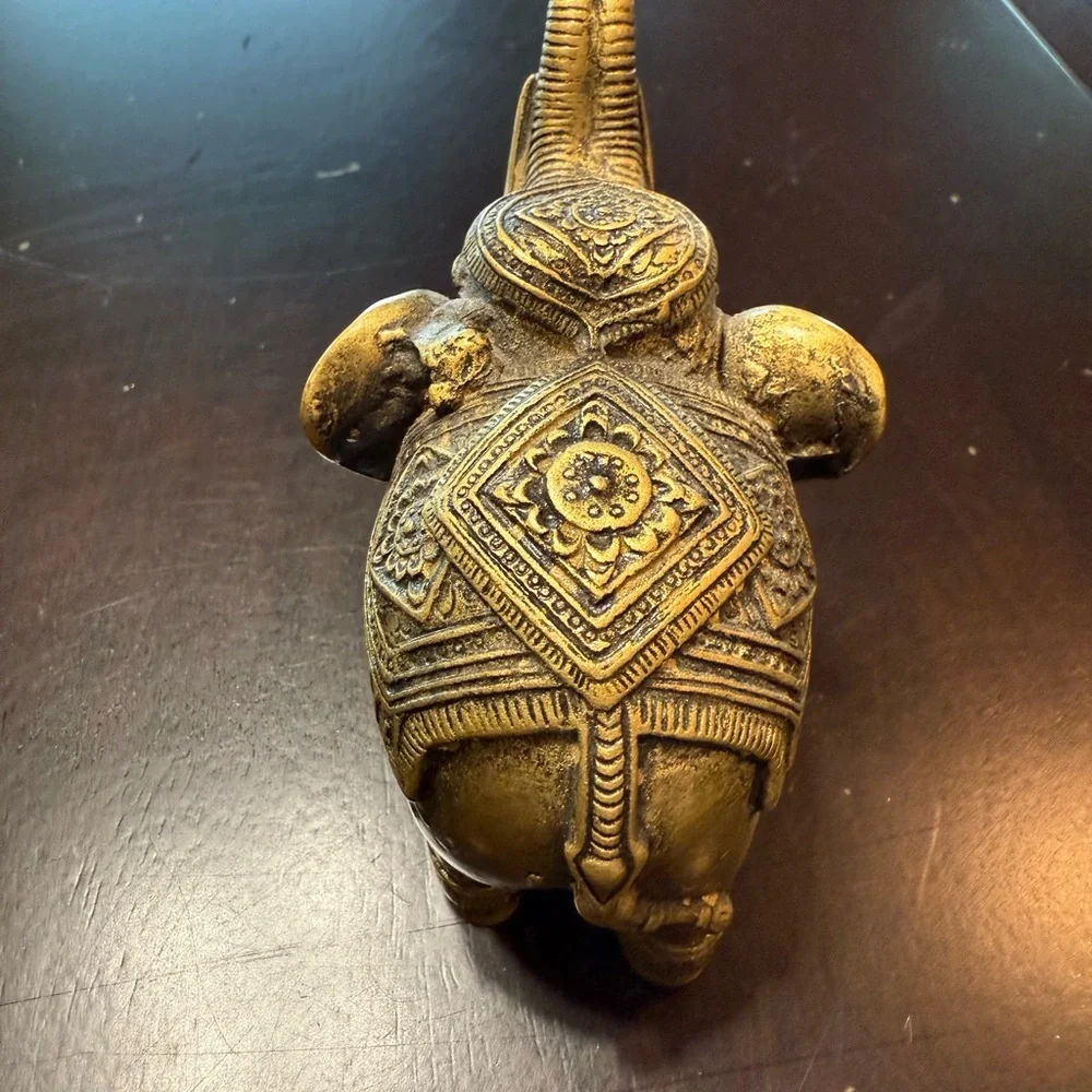 Ornate Asian Small Bronze‎ color Elephant Figurine